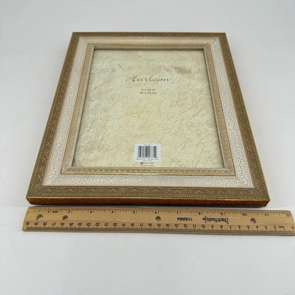 Heirloom 8x10 Gold and Cream Crackle Finish Ornate‎ Picture Frame 2711LSW